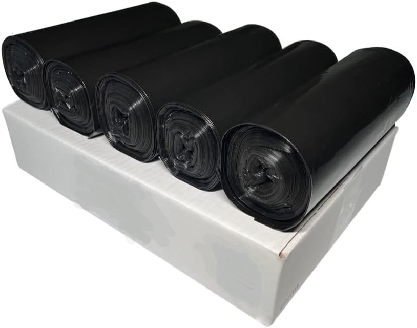 Houzio 60 Gallon Garbage Trash Bag 38X58" 1.5 Mil Black