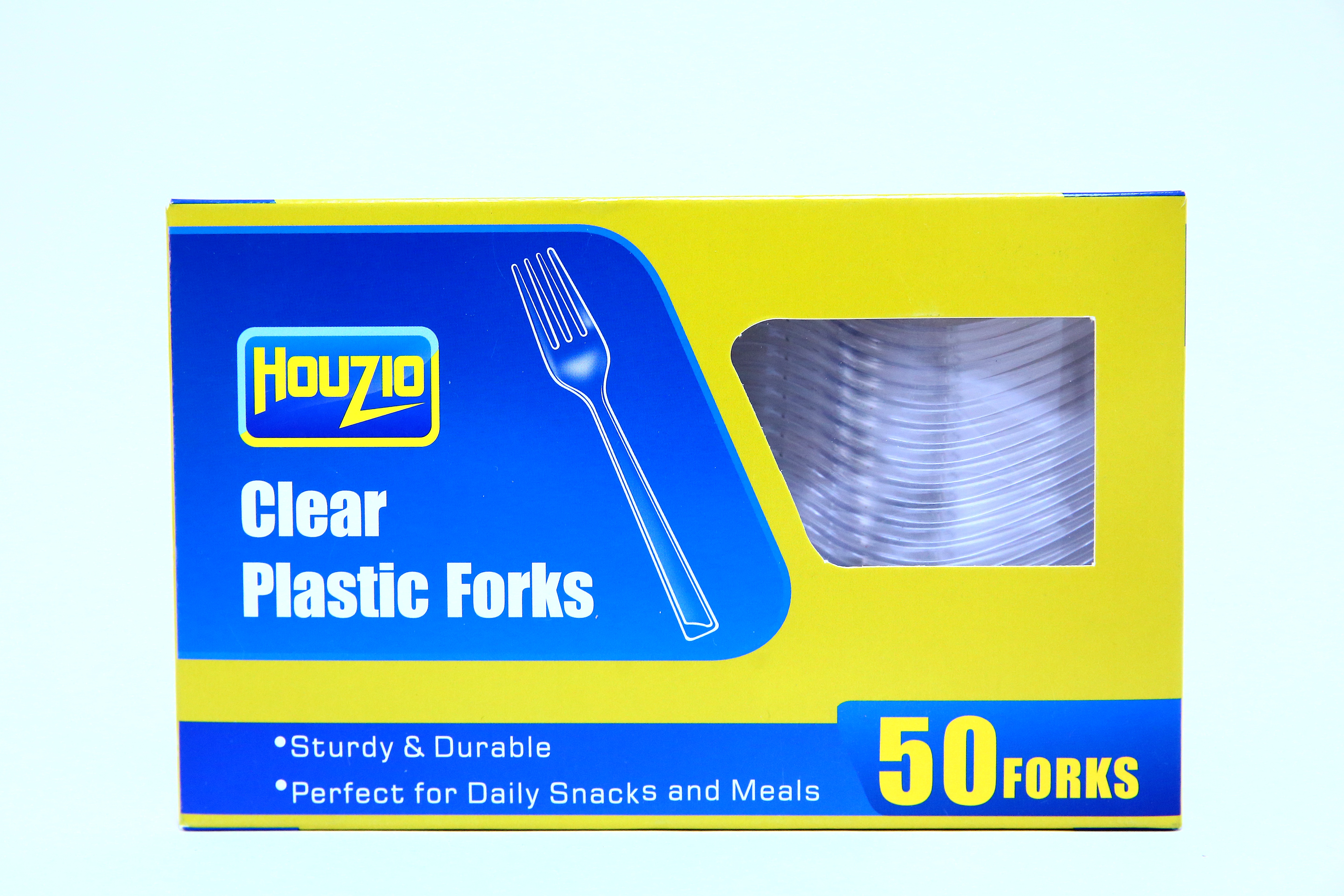 Houzio Disposable Clear Plastic Forks, Premium Quality