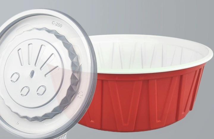 HOUZIO 10" 85 oz Two-Tone PP Round Food Containers, Microwavable Bowls for Meal Prep & Take